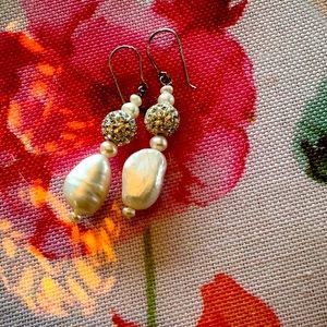 Beautiful Rhinestone with Fresh Water Pearl Earrings are A must  Have!